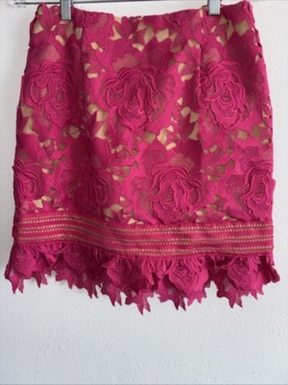 Adelyn Rae Pink Rose Floral Lace Mini Skirt Size S